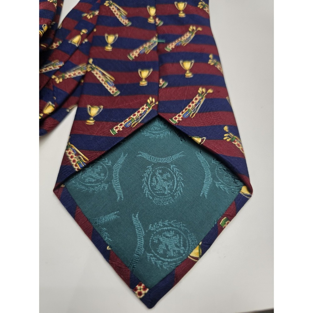 Tommy Hilfiger Mens Silk Tie Burgundy Navy Blue Striped Golf Bag Trophy USA Made - Picture 4 of 8